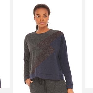 Terez Shimmer Knit Bolt Crewneck Sweatshirt